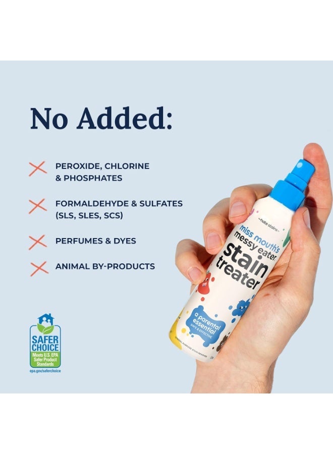 بوكون مزيل بقع ميسي إيتر غير السام من ميس ماوث للأطفال والرضع، مناسب للملابس والسجاد والأقمشة والمفروشات. مُجرّب من قِبل الأطفال ومُعتمد من قِبل الأمهات (عبوتين بخاخ سعة 118 مل، 4 أونصة). - Image 4